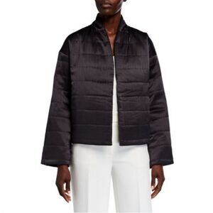 Eileen Fisher NWT Quilted Silk Charmeuse Short Kimono Coat Size Small